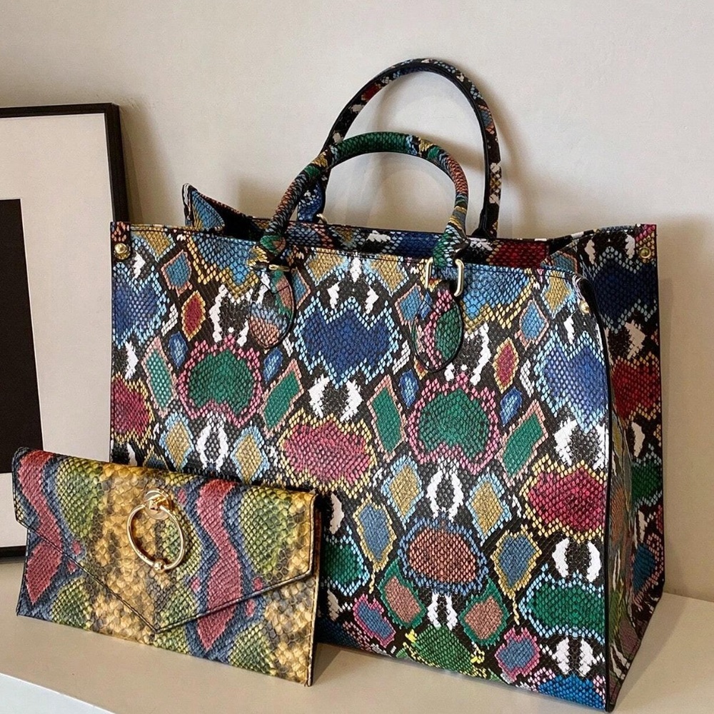 ๐ Python Patterned Tote Bag Set - Picture 5 of 7